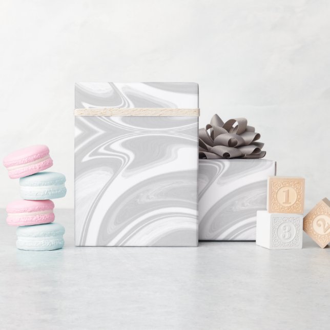 Papel De Regalo Resumen de Gris fluido y Bañera blanca (Baby Shower)