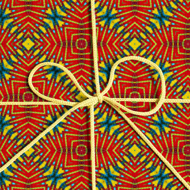 Papel De Regalo Resumen de la tribu floral amarilla y roja hippie (Subido por el creador)