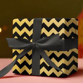 Papel De Regalo Resumen de las franjas de patrón geométrico negro 