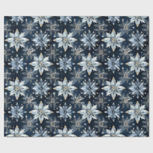 Papel De Regalo Resumen de las Poinsettias de color azul moderno