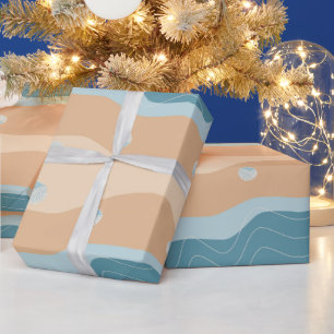 Papel De Regalo Resumen De Líneas De Oleada De Patrón De Playa Mar