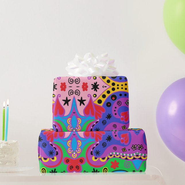 Papel De Regalo Resumen de los corazones rojos en rosa (Regalos de fiesta)