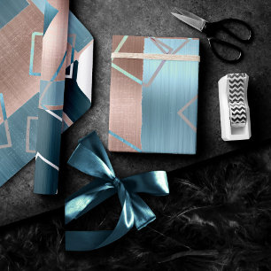 Papel De Regalo Resumen de Luxe   Rubor Rosa Gold y Geométrica Ver