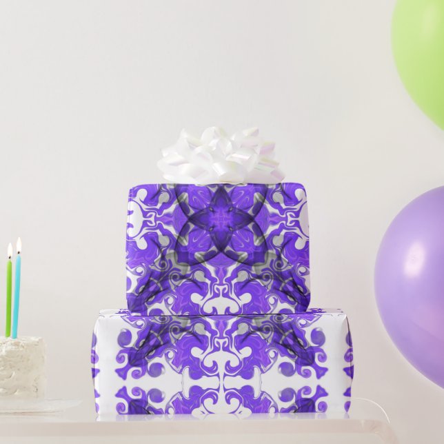 Papel De Regalo Resumen de mandala púrpura, mandala psicodélica (Regalos de fiesta)