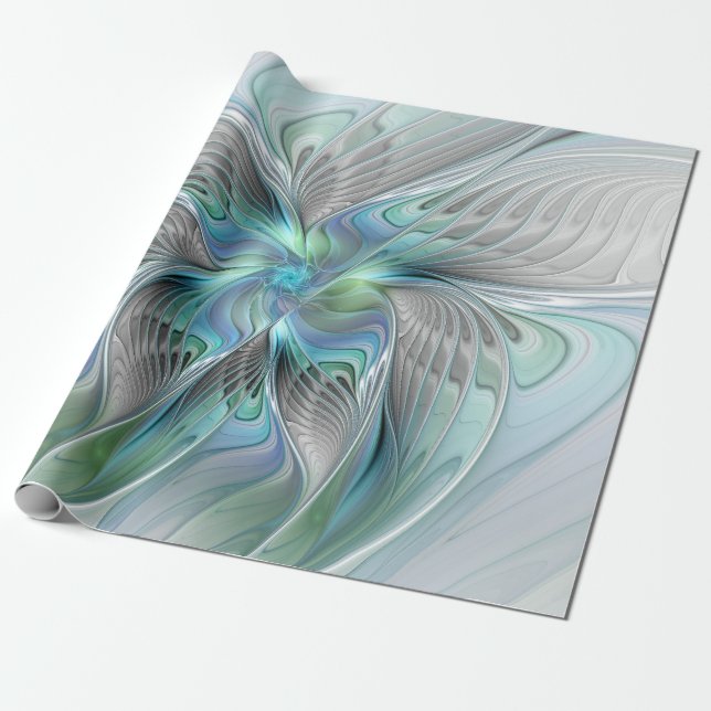 Papel De Regalo Resumen de mariposa azul verde azul Fantasía arte  (Desenrollado)