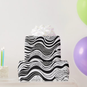 Papel De Regalo Resumen de ondas negras y blancas