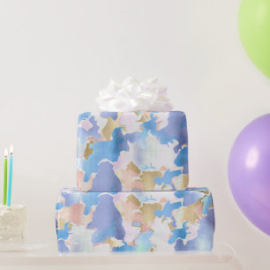Papel De Regalo Resumen de oro azul rosado metálico de camuflaje