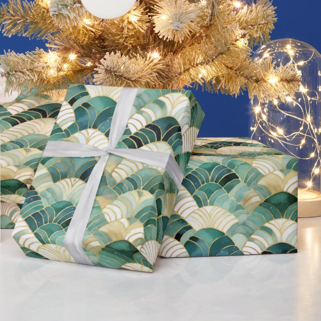 Papel De Regalo Resumen de oro del Glam Verde (Vacaciones)