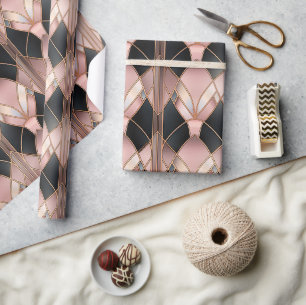 Papel De Regalo Resumen de oro negro Rosa de moda