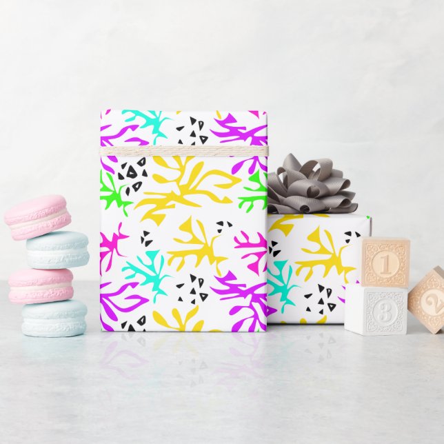 Papel De Regalo Resumen de patrón de neón multicolor (Baby Shower)