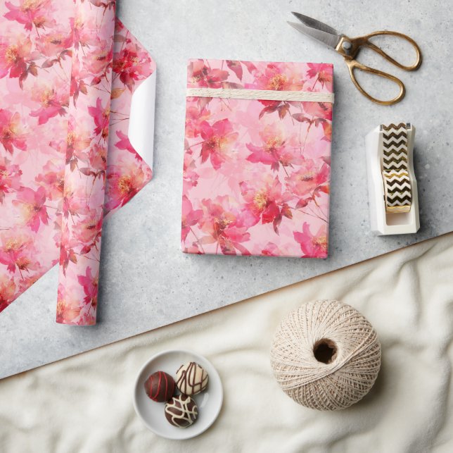 Papel De Regalo Resumen de peonías rosadas (Artesanía)