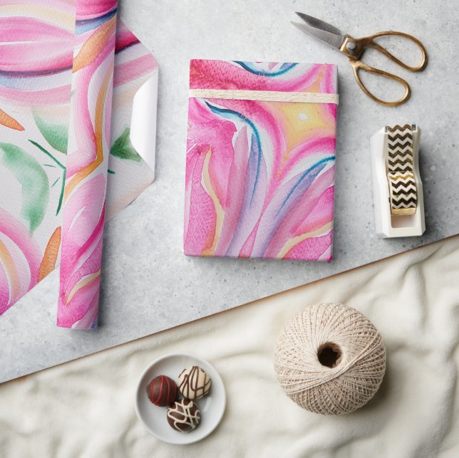 Papel De Regalo Resumen de pintura de acuarela floral (Artesanía)