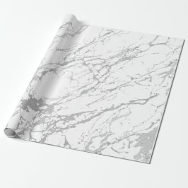 Papel De Regalo Resumen de plata de mármol gris blanco Carrara bri
