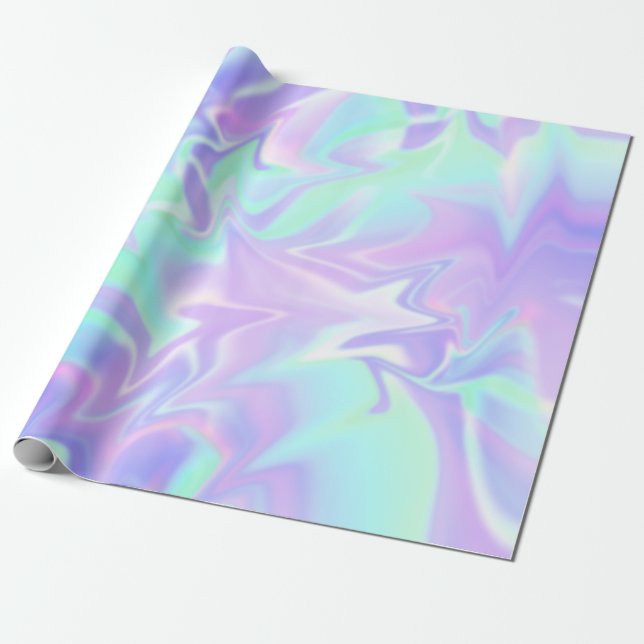 Papel De Regalo Resumen De Púrpura Y Menta Pastel (Desenrollado)