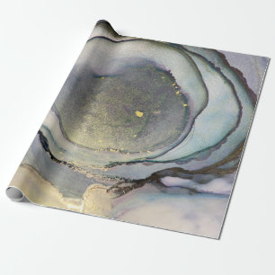 Papel De Regalo Resumen de tinta de alcohol Shimmery oro Verde azu
