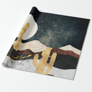 Papel De Regalo Resumen del cielo nocturno del desierto con Cactus