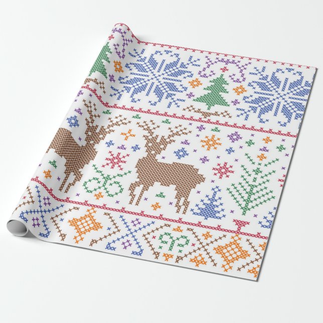 Papel De Regalo Resumen del invierno del árbol de Navidad (Desenrollado)