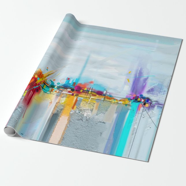 Papel De Regalo Resumen del paisaje de pintura al óleo. Puro azul  (Desenrollado)