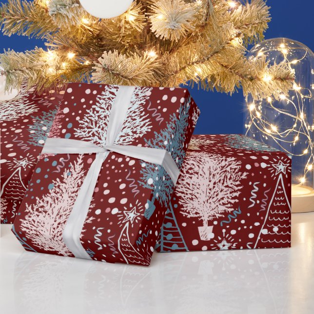 Papel De Regalo Resumen del patrón de árboles de Navidad (Vacaciones)