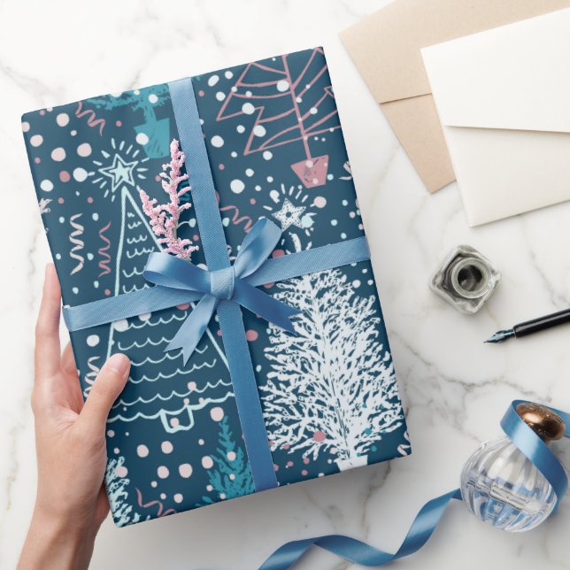 Papel De Regalo Resumen del patrón de árboles de Navidad (Regalar)