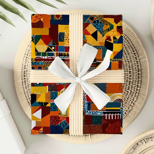 Papel De Regalo Resumen del regalo de patchwork para afroamericano (Abstract Quilt Patchwork Gift for African American Wrapping Paper)