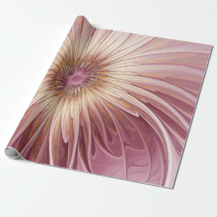 Papel De Regalo Resumen Flor Arte Fractal y tonos de Borgoña