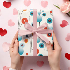 Papel De Regalo Resumen Flor retro botánica moderna floral