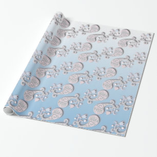 Papel De Regalo Resumen Floral azul bebé y pastel rosado