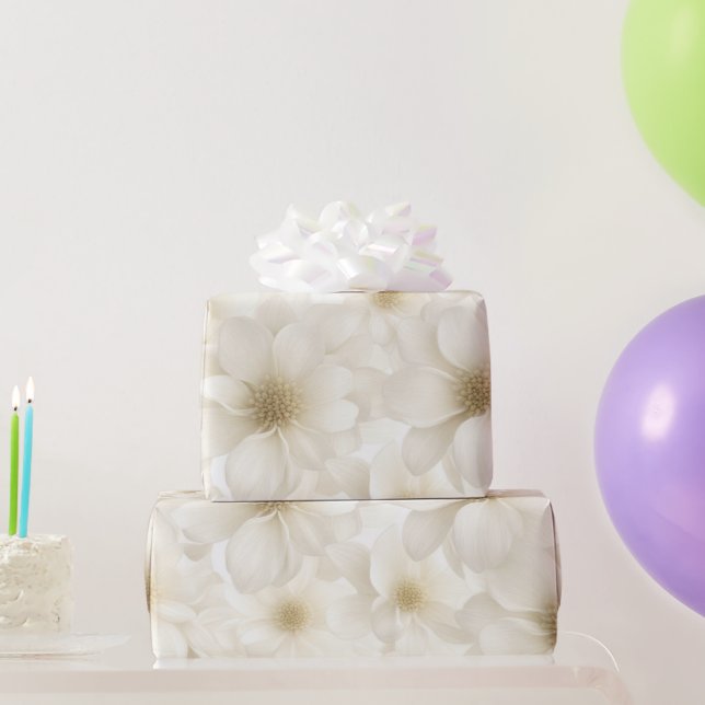 Papel De Regalo Resumen floral de marfil suave (Regalos de fiesta)