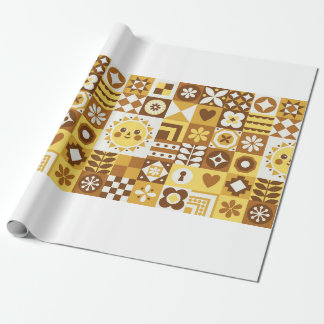 Papel De Regalo Resumen floral. Escandinavo vintage y folk des