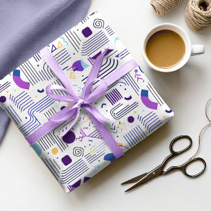Papel De Regalo Resumen geométrico retro Pat#4 Purple Blue ID1067