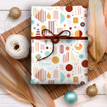 Papel De Regalo Resumen geométrico retro Pat#5 Brick Gold ID1067<br><div class="desc">Admire el encanto del estilo moderno de mediados de siglo con este diseño abstracto geométrico inspirado en Memphis. Con una atrevida paleta de ladrillo rojo, amarillo dorado y azul pólvora sobre un fondo blanco crujiente, este patrón de envoltura de regalo capta la estética audaz y refinada del movimiento de diseño...</div>