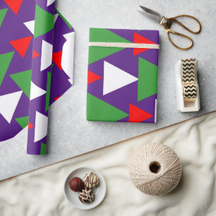 Papel De Regalo Resumen Geométrico Verde Verde Rojo Violeta Púrpur