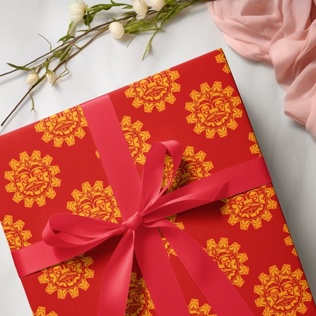 Papel De Regalo Resumen Haida Face Red Native Pattern Tribe (Subido por el creador)