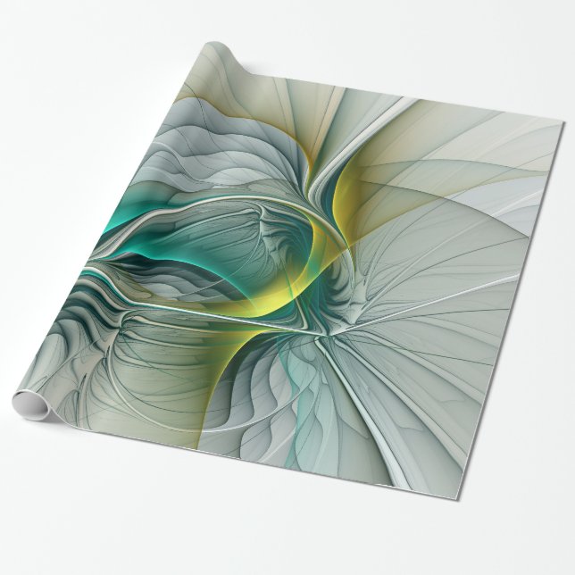 Papel De Regalo Resumen hipnótico Fractal Verde azulado Turquesa d (Desenrollado)