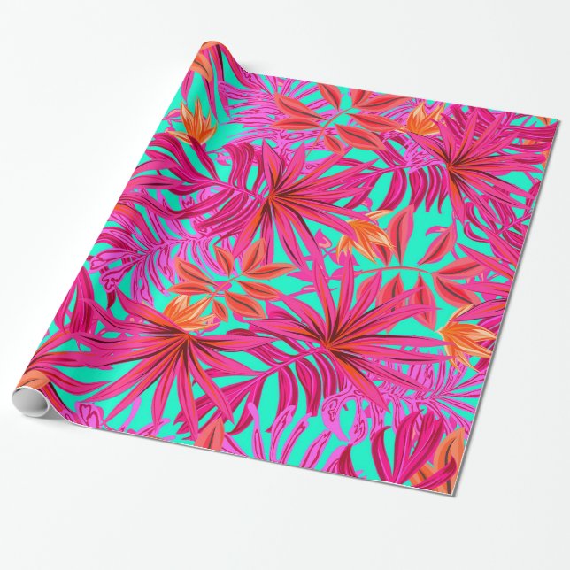 Papel De Regalo Resumen Hojas tropicales Jardín Elegante Floral (Desenrollado)