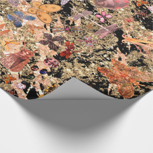 Papel De Regalo Resumen La mariposa Black Gold Meadow Insecciona g