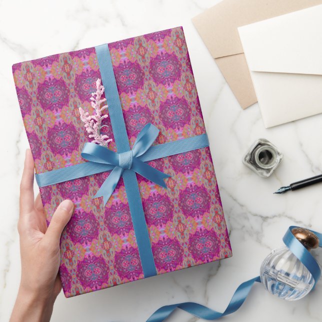 Papel De Regalo Resumen Magenta Pink, Blue y Red Groovy Pattern (Regalar)