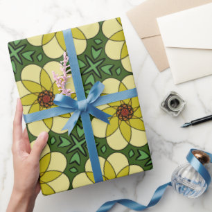 Papel De Regalo Resumen, margaritas amarillas soleadas y hojas ver