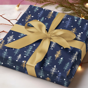 Papel De Regalo Resumen moderno Árbol de Navidad Invierno Nieve Az