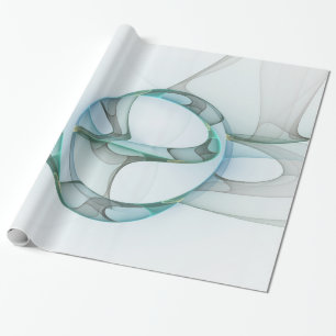 Papel De Regalo Resumen moderno Arte fractal azul turquesa gris