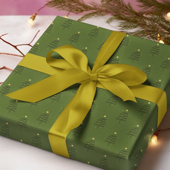 Papel De Regalo Resumen moderno Regalo navideño de vacaciones verd (Subido por el creador)