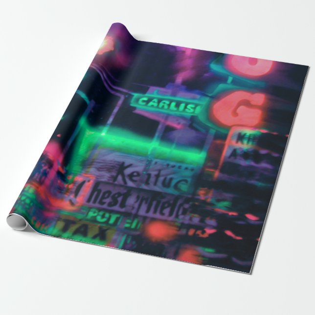 Papel De Regalo Resumen Morple Green Red Neon Lights Medley (Desenrollado)