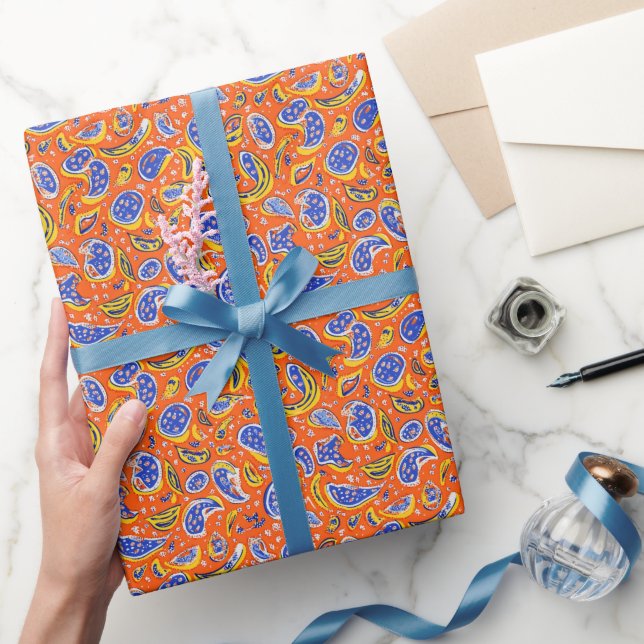 Papel De Regalo Resumen Naranja Paisley Pattern (Regalar)