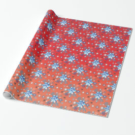Papel De Regalo Resumen Navidades rojos y azules copos de nieve