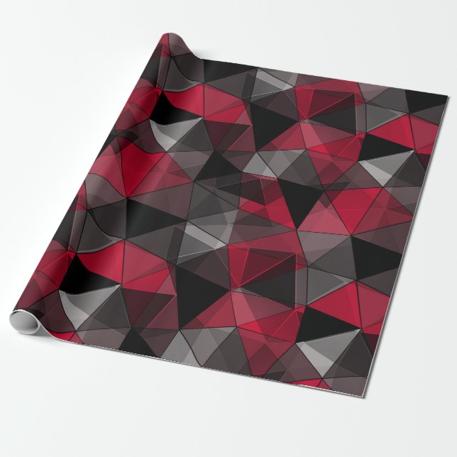 Papel De Regalo Resumen, negro y rojo, triángulo, geométrico (Desenrollado)