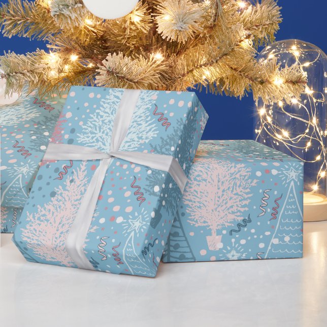 Papel De Regalo Resumen Patrón 2 de Árboles de Navidad (Vacaciones)