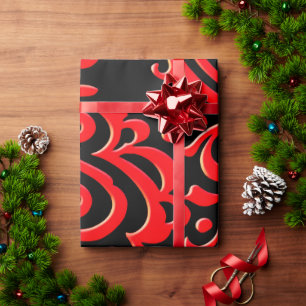 Papel De Regalo Resumen Patrón negro rojo del batiburrillo indones