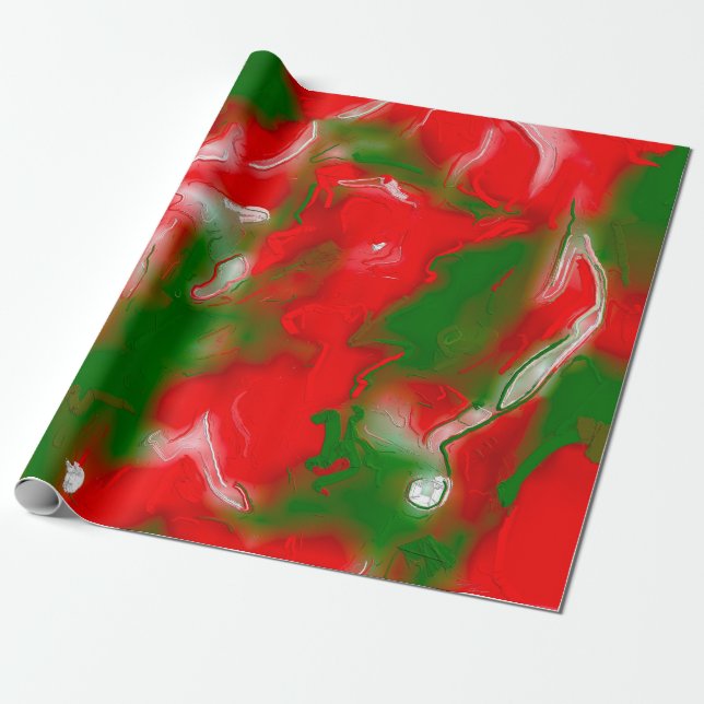 Papel De Regalo Resumen rojo, blanco y verde (Desenrollado)
