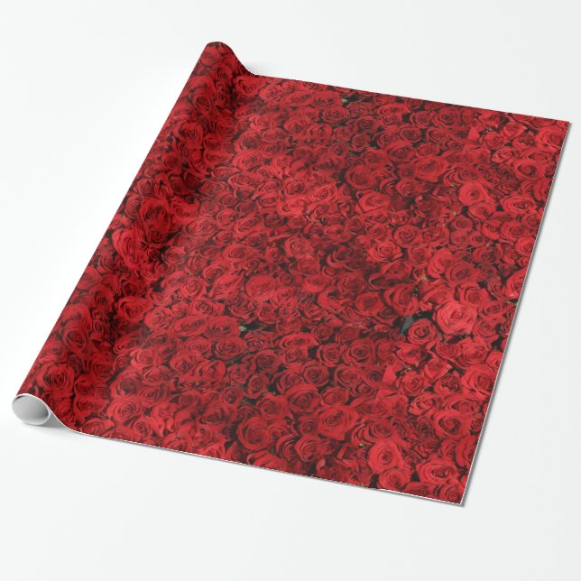 Papel De Regalo Resumen Roses Rojos Jardín Elegante Floral (Desenrollado)